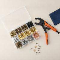 100 Sets Metal Snap Button Set Easy to Install Metal Snap Fasteners Multi-Color Canvas Button Kit for Leather Work