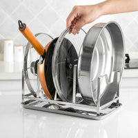 Hygienic Kitchen Lid Organizer, 304 Stainless Steel Sink Lid Holder, Rust-Proof Silver Lid Rack, for Large Families