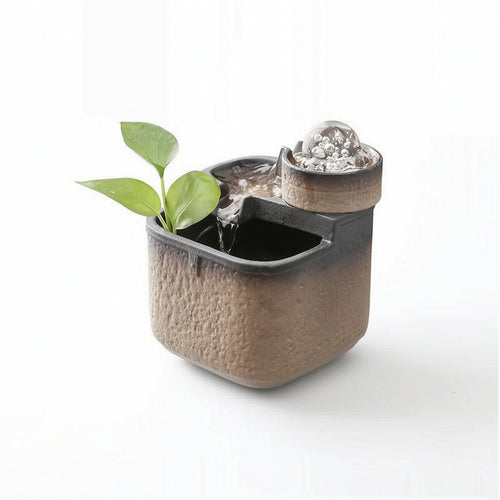Desktop Water Fountain USB-Powered Tabletop Fountain with Sphere Glazed for Desk