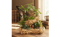 Gnarled Base Planter Carved Imitation Wood Planter Tabletop Pot for Office Desk