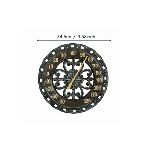 Outdoor Wall Thermometer Timepiece Battery No-Cost Home Decor for Courtyard