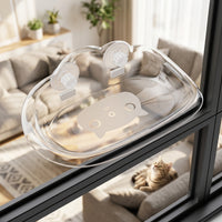 Window Cat Bed and Transparent Cat Bed, Frameless Suction Cup Cat Bed with Strong Suction Cup Mounting, Space Saving Cat Hammock for Indoor Cats