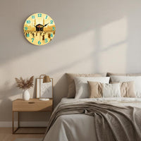 Non-Ticking Silent Round Wall Clock Quartz Movement Frameless Wall Clock Modern Design Home Decor Easy to Install for Muslims, Bedroom, Living Room, Office