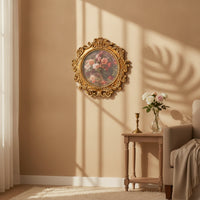Floral Wall Art with Frame Ornate Floral Artwork Vintage-Style for Shelf