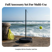 Easy to Install Solo Tennis Rebound Coach Stable Weighted Base Tether Tennis Set Tangle-Unrestricted for Beginners, Adults, Lawn, Playground