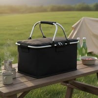 Sturdy Construction Collapsible Insulated Picnic Basket Easy to Clean Large Capacity Thermal Tote for Camping