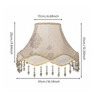 European Regal Lighting Design Shade Retro Design Beaded Textile Lampshade Floral Pattern Lighting Accessory for Bedroom, Living Room