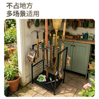 亚马逊户外花园清洁工具收纳架分区收纳洞洞板草坪园艺工具架落地