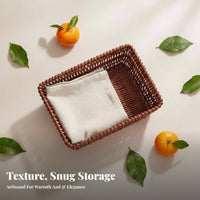 Woven container with Liner Rustic & fashion Rectangular Woven Container adaptable