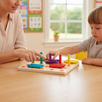 Wooden Stringing Board Hand-Visual Coordination Fine Movement Skills Pegboard Creative Pegboard Game Early STEAM Learning