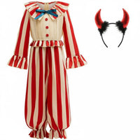 Horror Movie Clown Cosplay Ruffled Details Girls Clown Jumpsuit Skin-Friendly