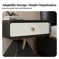 Rounded Single-Drawer End Table Creamy Creamy Finish Nightstand for Homeowners