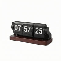 Flip Clock with Wooden Base Vintage Retro Flip Clock Classic for Students