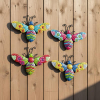 4 Pieces Iron Bee Wall Hanging Nature Inspired Design Metal Bee Wall Decor