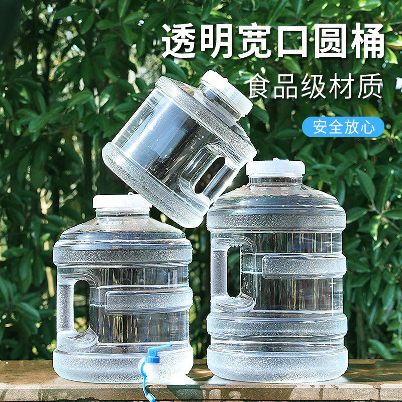 Outdoor Camping Wide-Mouth Round Water Bucket with Faucet, Food-Grade PP, 5-18.9L