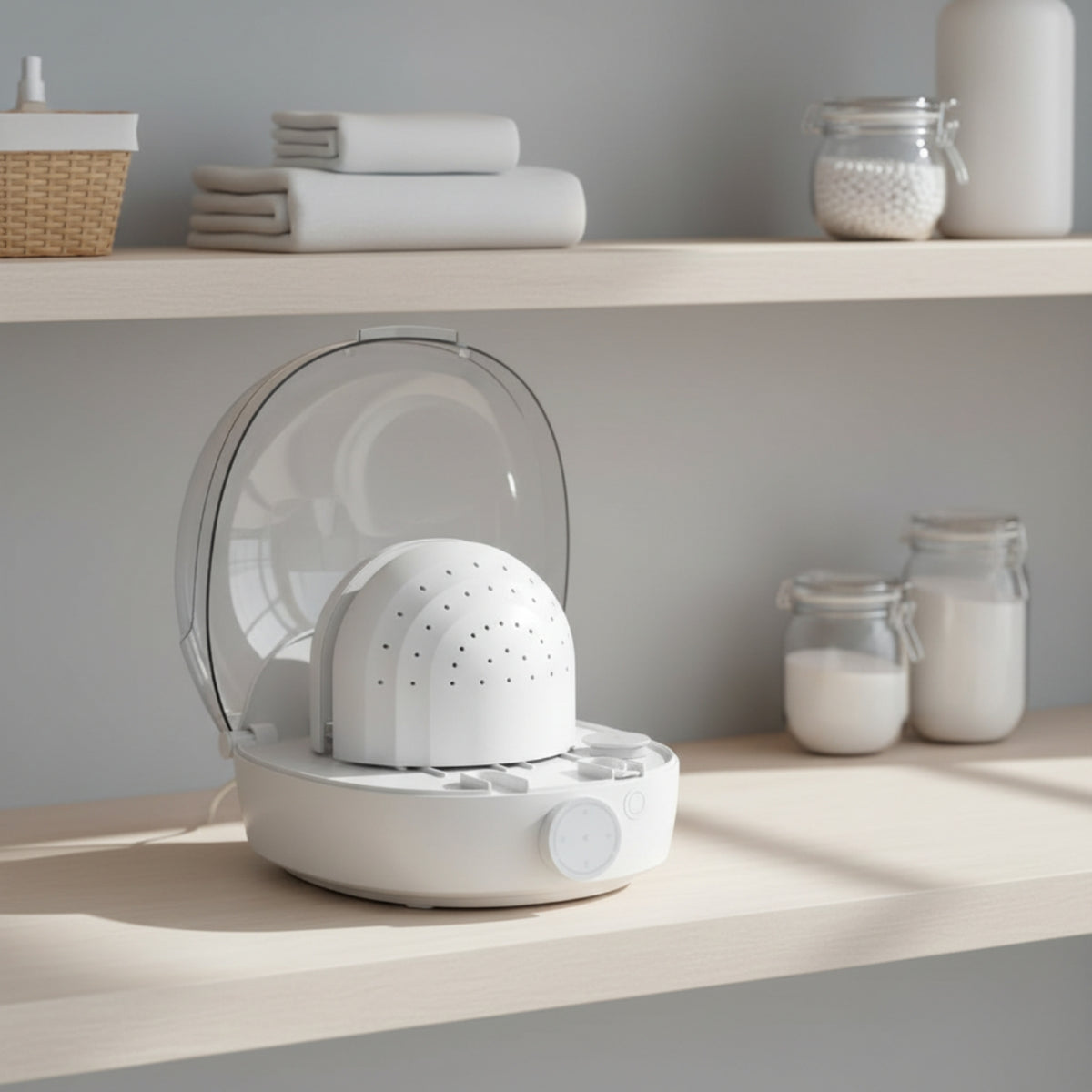 Compact Hat Care Machine 110V Hat Steamer with Dome Cover Drying Hairpiece Dryer with Measuring Cup Quick Shaping for Vanity Table