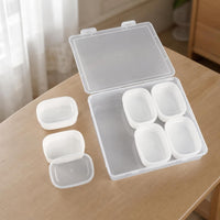 6-Compartment Rectangular PP Plastic Storage Box for Nail Art Beads Display and Kitchen Organization