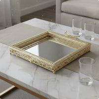 Ornate Tray Mirrored Finish Ornate Fruit Platter Easy to Clean for Living Room