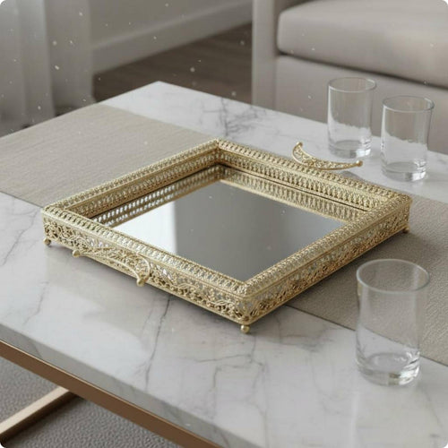 Ornate Tray Mirrored Finish Ornate Fruit Platter Easy to Clean for Living Room