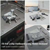 Outboard Motor Control Linkage Kit Front Control Gear Linkage Kit Silver-Toned Finish Spring-Loaded Mounting Hardware
