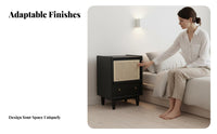 Illuminated Rattan End Table Japanese design Design Bedside Cabinet for Students