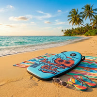 Easy to Inflate Inflatable Surf Board | Portable, Body Board with Leash, for Beach