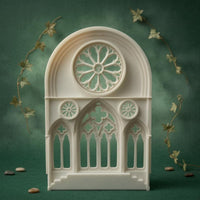 Gothic Window Panel Miniature Cathedral Facade Pointed Arch Rose Window Panel