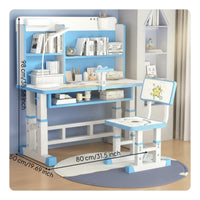 Adjustable Kids Desk Chair Set Rounded Corners Kids Desk and Chair Set children's Writing Table with Storage for Drawing, Home, Bedroom