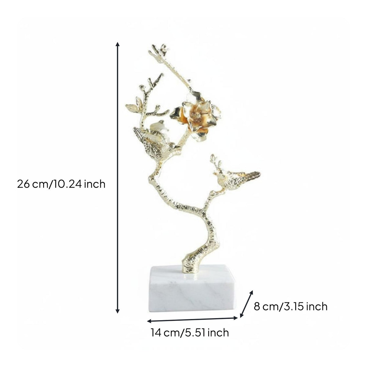 Steel Floral Sculpture Modern Marble Base Ornament Artistic Flower Statue Available Office, Entryway