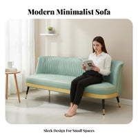 Upholstered 2-Seater Loveseat Narrow Available Line Ribbed-Tufted Settee Space-Saving Design Breathable Textile for Two People