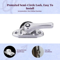 Sliding Pane Lock, Stainless Steel Security Lock, Easy to Install, Multi-Purpose for Home, Office, Patio Doors