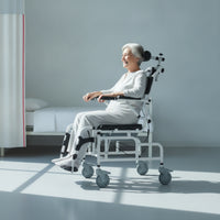 Reclining Shower Commode Transport Chair Wheeled for, Patients