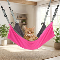 Cat Hammock and Hanging Bed for Cage, Textile Swing with 4 Support Points and Adjustable Straps, Washable Cat Cage Hammock for Indoor Pet Rest