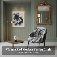 Upholstered Wood Frame Chair Retro Aesthetic Armchair curated look firm density Foam padding for Reception Area, Cafe, Bedroom