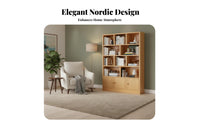Wooden Bookcase with Cabinets Dust-Resistant Design Floor Standing Bookshelf Multifunctional Standing Bookshelf for Book Lovers, Students, Living Room