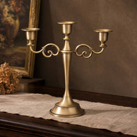 Candlestick Holder with Three Cups Metal 3-Arm Candelabra European-Style