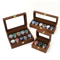 Walnut Wood Watch Storage Box with Window and Lock for Men and Women, Home Use
