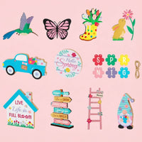 16 Pieces Easter Tiered Tray Ornaments Bright Colors for Kitchen Counter, Shelf