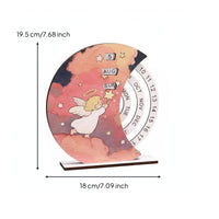 Wooden Perpetual Calendar Natural Wood Round Rotating Calendar Reusable