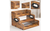 Wooden Seasonings Organizer with Handles 3-Tier Stepped Storage Rack Compact Display Stand Vanity