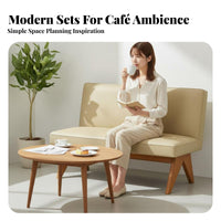 3 Pieces Circular Table with 2 Shell Chairs Wabi-Sabi Aesthetic Cafe Set Space-Saving Curved Rearrest for Two People
