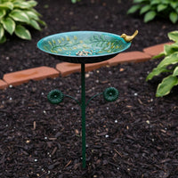 Bird Bath Feeder Spray-Painted Yard Ornament Freestanding for Lawn
