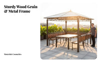Weather Resistant Gazebo with Bench and Swing Sun Protection Garden Pavilion Sturdy Construction Outdoor Structure Waterproof Roof for Homeowners, Families, Adults, Terrace, Backyard, Courtyard, Poolside