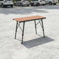 Adjustable Height Table Compact Table with Slatted Tabletop Easy to Set up for Campers, Patio