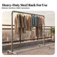 Extra Thick Steel Pipe Drying Rack Sturdy Construction Floor Standing Clothes Rack No Drilling Required Heavy Duty Clothing Stand Tool-Tool-Less Installation for Families, Homeowners, Balcony, Outdoor, Apartment, Bedroom