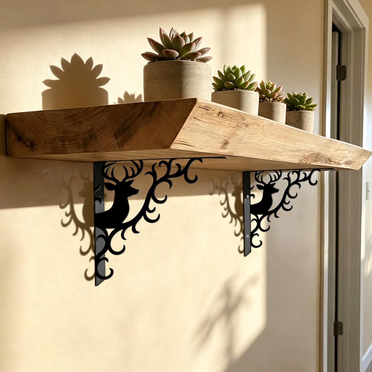 Iron Deer Head Wall-Mounted Shelf Bracket
