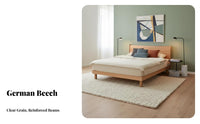 Nordic aesthetic Floating Wooden Bedstead Minimalist Aesthetic Bed Frame Slim Headboard Bedroom Furniture No Box foundation Needed for Apartment Dwellers, Design lovers, Homeowners, Small Living Spaces, Guest Room