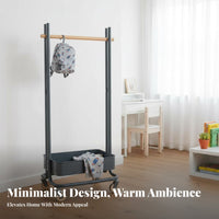children's Rolling Clothes Rack Encourages Tidiness Garment Stand With Wheels