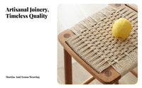 Backless Woven High Seat Vintage Design Bar Stool Tapered Legs for Cafe, Pub