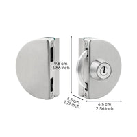 Glass Door Lock, no tools required, stainless steel sliding door security lock for office, shop, home, double or single doors, key unlock, easy installation, privacy protection